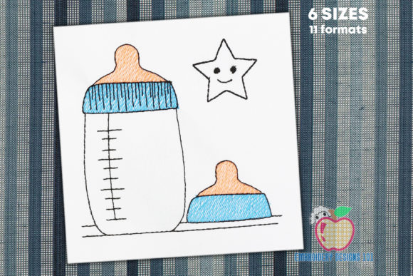 Baby Milk Bottle Sketch Embroidery Design Review