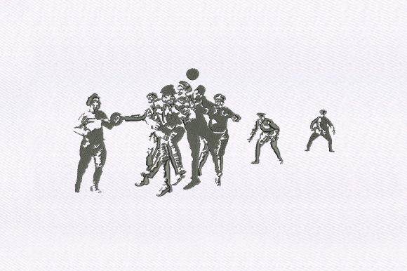 Ball Playing Soldiers Embroidery Design Review for Business Use