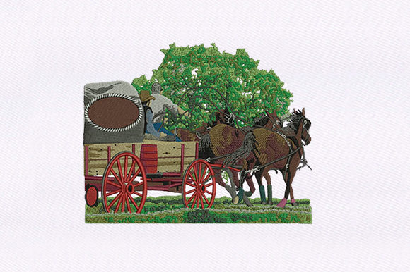 Carriage Cowboys: A Charming Embroidery Design for Personalized Gifts