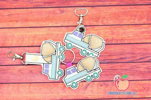 Cement Mixer Truck ITH Key Fob Pattern Review for Apparel Projects