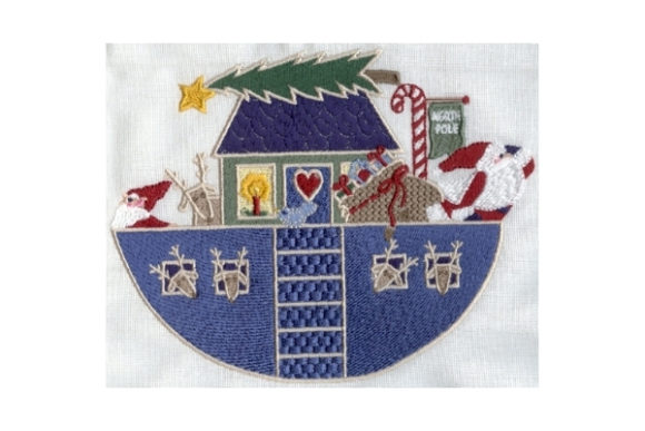Santa’s Ark Filled: A Festive Embroidery Design for Seasonal Creations