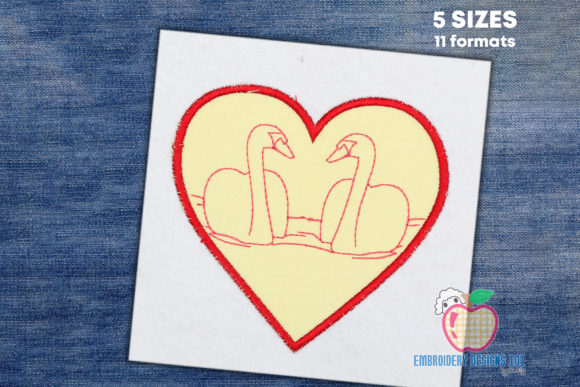 Swan Couple in Heart Applique Design Review