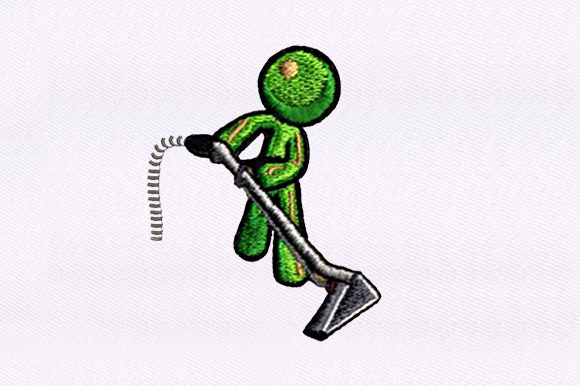 Vacuuming Emoji Figure: A Playful Embroidery Design for Craft Fairs